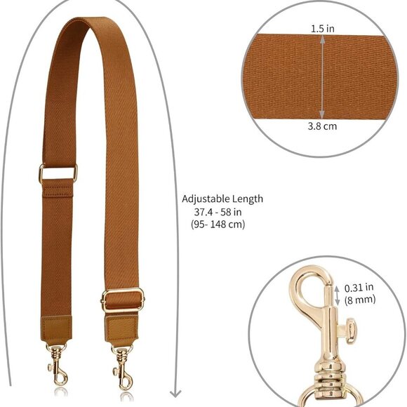 Leather Crossbody Strap Adjustable Wide Replacement Shoulder Bag Strap - Picture 5 of 6